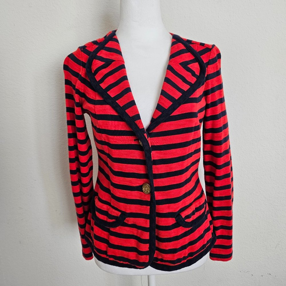 CAbi Red Navy Striped Blazer Nautical Buttons Size Small Style 224 Yacht…